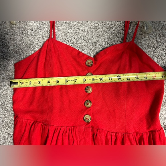 Buffalo David Bitton Red Button Up Linen MIDI Dress size xl - Picture 8 of 10